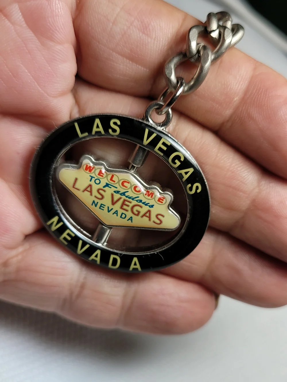 Vintage Las Vegas Nevada Souvenir Keychain - Black & Silver